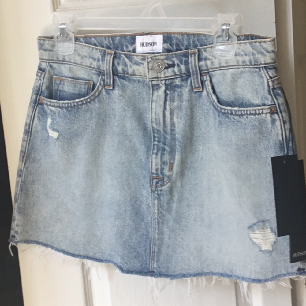New With Tags Hudson Distressed Mini Denim Skirt